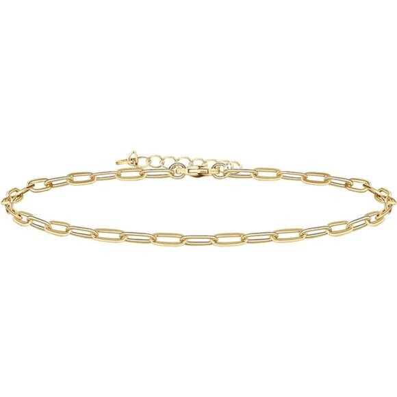 14K-18K Gold Plated Charm Link Flat Gold Anklets for Women | Beaded Marina Link - Picture 6 of 6